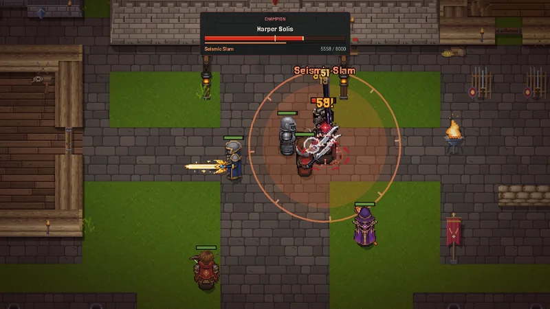 Raid Haven screenshot: A Champion attacks every tenth wave, here with Seismic Slam.