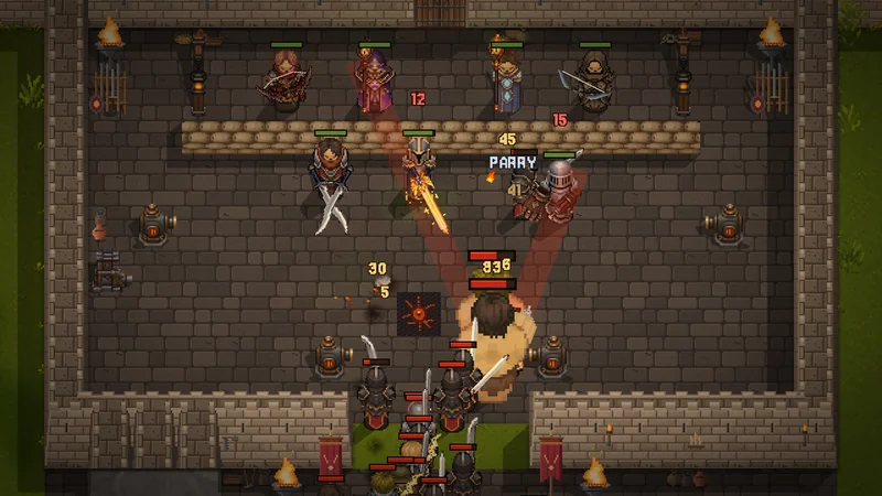 Raid Haven screenshot: An Ogre telegraphs its charge lane at the sandbag line.